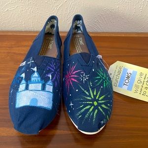 Custom Toms Disney Castle Fireworks Hand Painted Local Artist W8.5